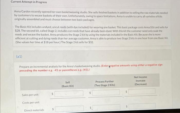 Current Attempt in Progress Anna Garden recently opened her own basketweaving studio.