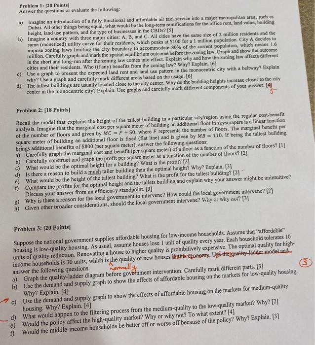 Problem 1: [20 Points] Answer the questions or evaluate the following: a)