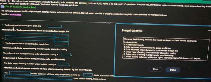 margin Requirement 3. Total expenses shown below the gross profit line Requirements