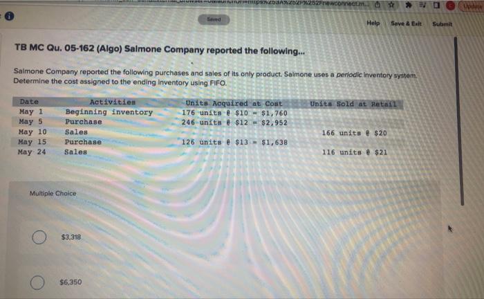 Saved F%252Fnewconnect.m.. D Update Help Save & Exit Submit TB MC Qu.