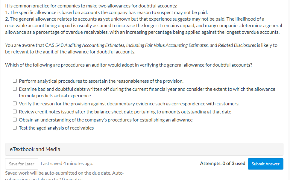 It is common practice for companies to make two allowances for doubtful