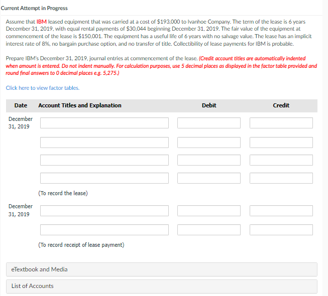 Current Attempt in Progress Assume that IBM leased equipment that was carried