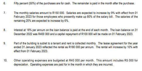 January and February 2023: 4.1 Debtors Collection Schedule 4.2 Cash Budget INFORMATION