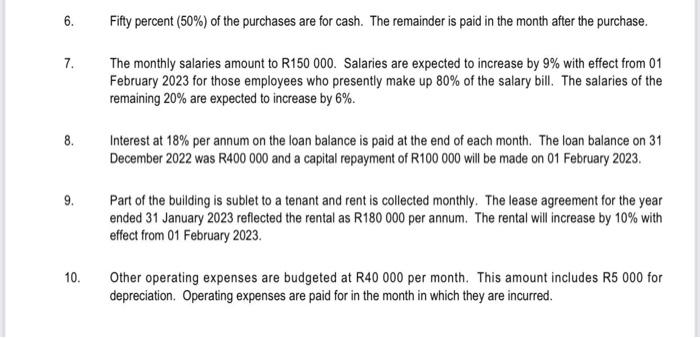 January and February 2023: 4.1 Debtors Collection Schedule 4.2 Cash Budget INFORMATION