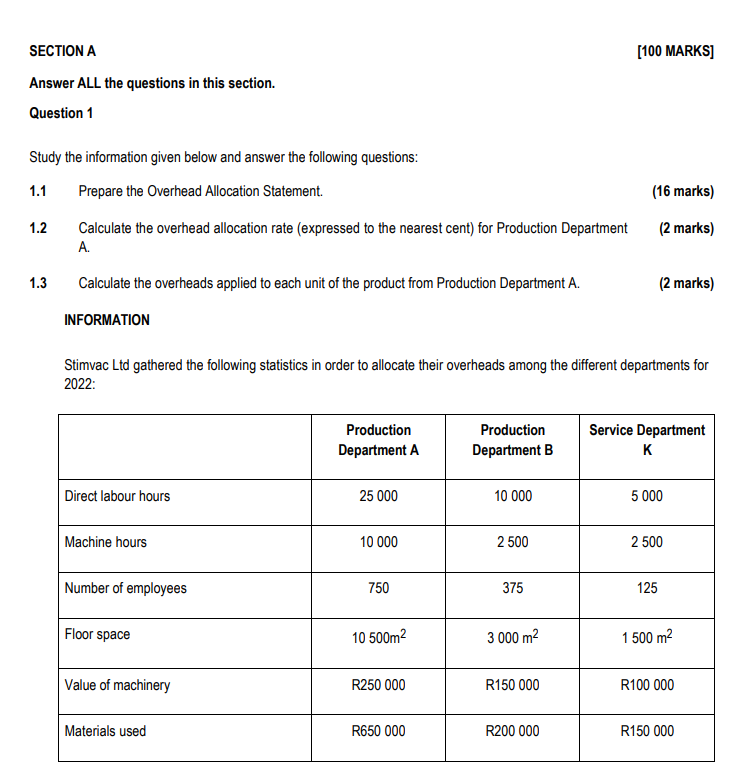 SECTION A Answer ALL the questions in this section. Question 1 [100