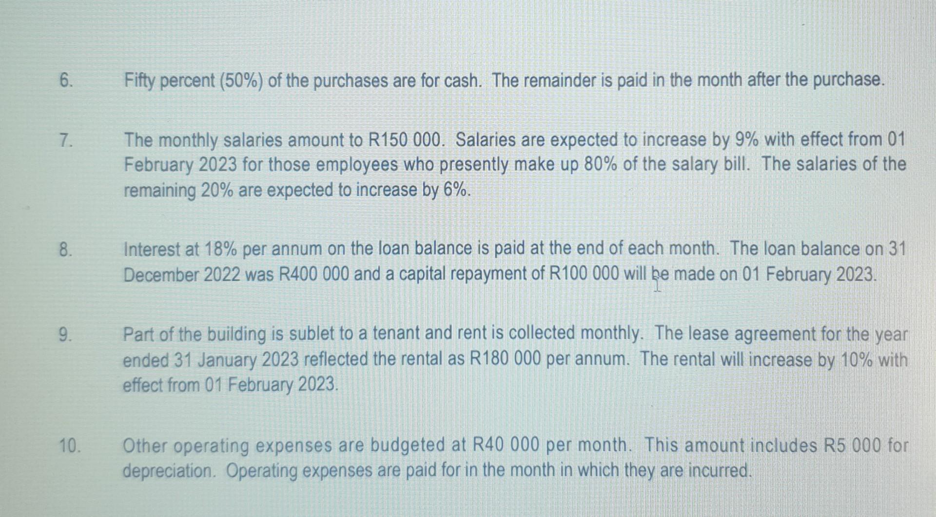 The following information was provided by Intel Enterprises: 1. The bank balance