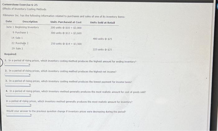 Sold at Retail June 1 Beginning Inventory 200 units $10-$2,000 9 Purchase