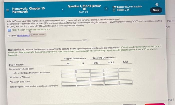 Homework: Chapter 15 Homework Question 1, E15-19 (similar to) Part 1 of
