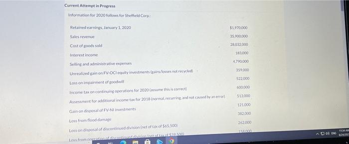 Current Attempt in Progress Information for 2020 follows for Sheffield Corp: Retained