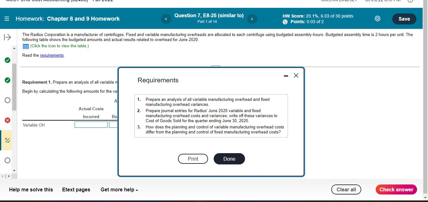 Points: 0.03 of 2 Save The Radius Corporation is a manufacturer of