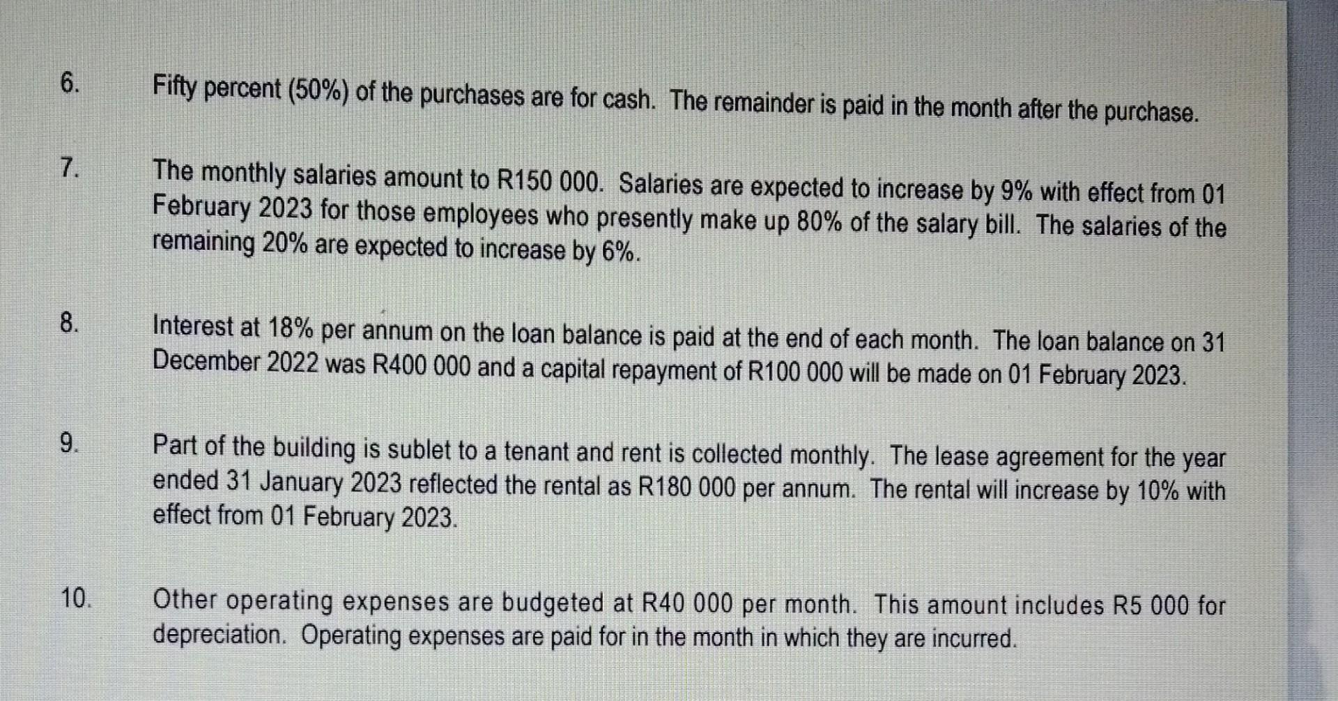 The following information was provided by Intel Enterprises: 1. The bank balance