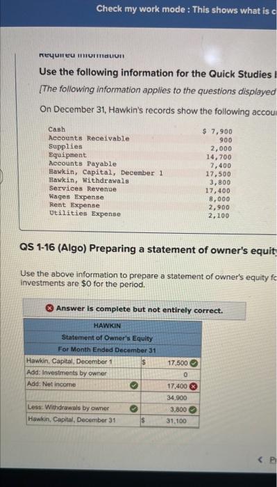 Check my work mode: This shows what is c Required mormation Use