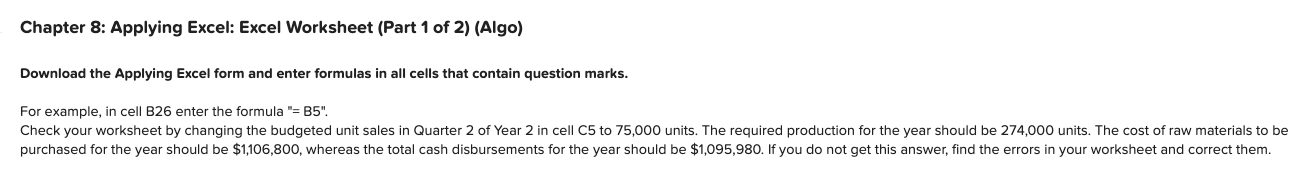 Chapter 8: Applying Excel: Excel Worksheet (Part 1 of 2) (Algo) Download