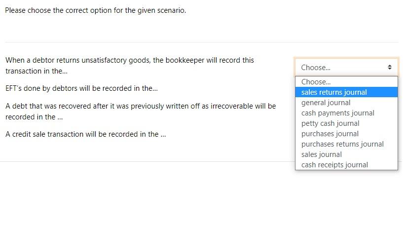 Please choose the correct option for the given scenario. When a debtor