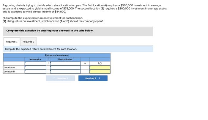 A growing chain is trying to decide which store location to open.