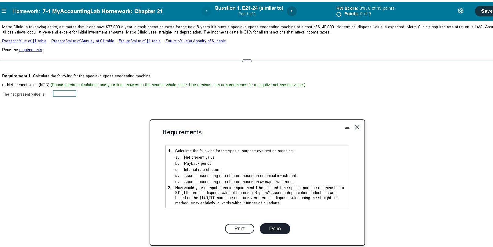 = Homework: 7-1 MyAccountingLab Homework: Chapter 21 Question 1, E21-24 (similar to)