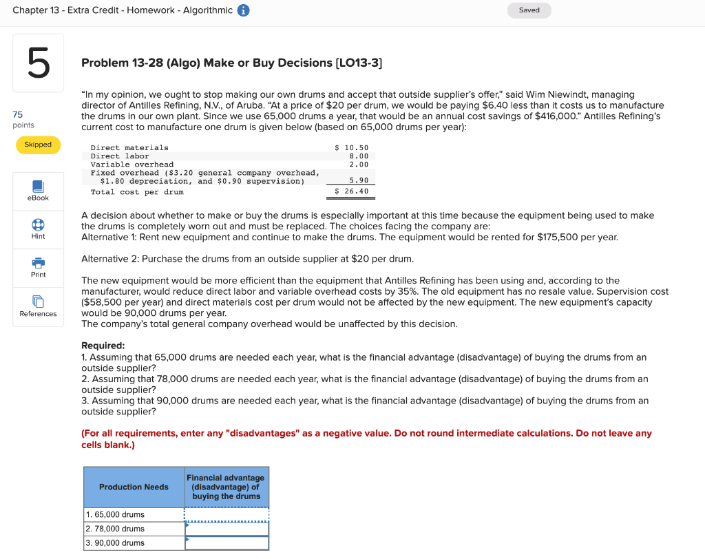 Chapter 13 - Extra Credit - Homework - Algorithmic 5 Problem 13-28