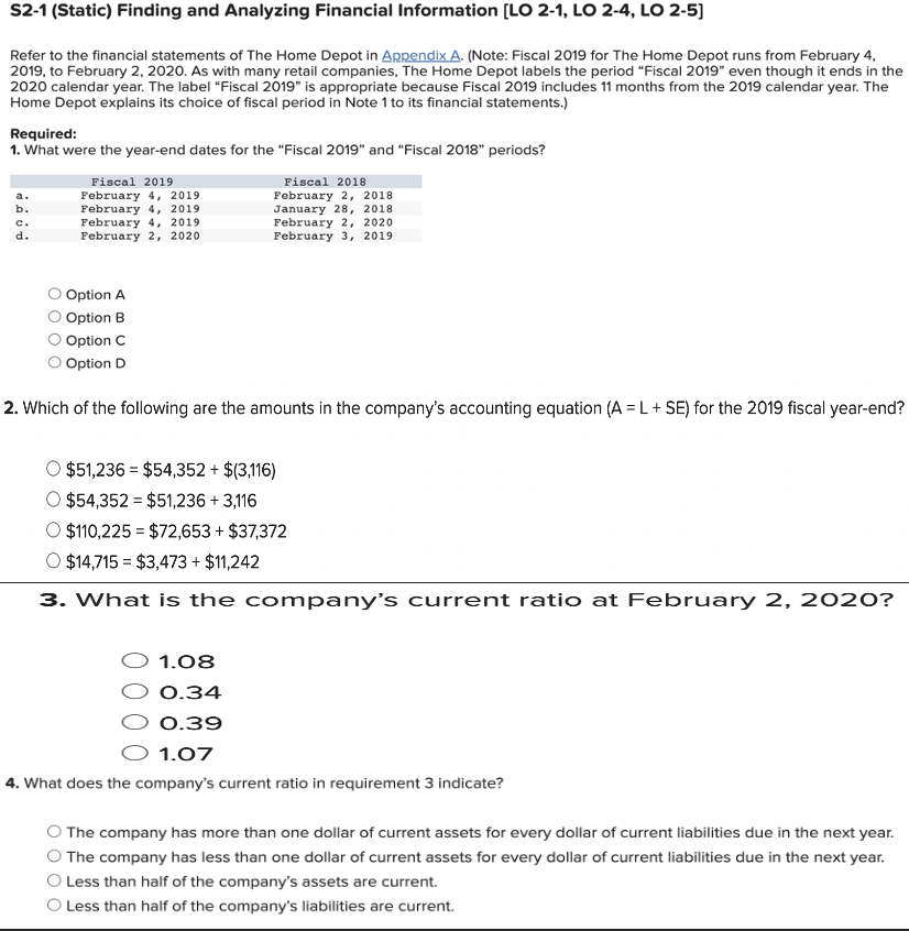 S2-1 (Static) Finding and Analyzing Financial Information [LO 2-1, LO 2-4, LO