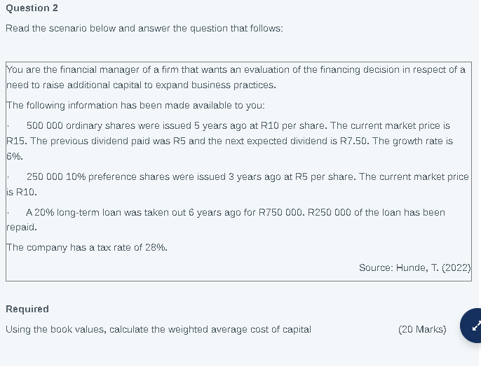 Question 2 Read the scenario below and answer the question that follows: