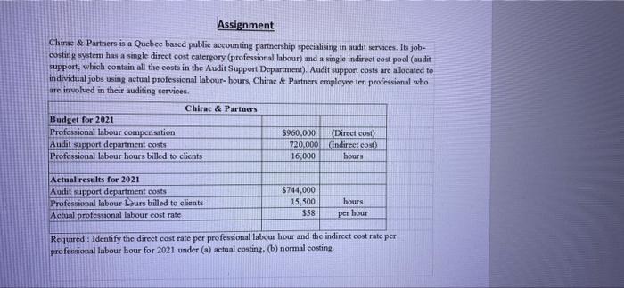 Assignment Chirac & Partners is a Quebec based public accounting partnership specialising