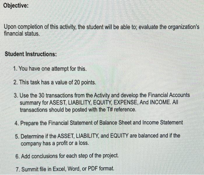 Objective: Upon completion of this activity, the student will be able to;