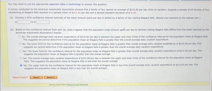 You may need to use the appropriate appendix table or technology to