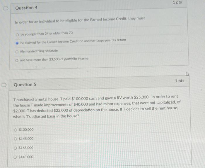 D Question 4 In order for an individual to be eligible for