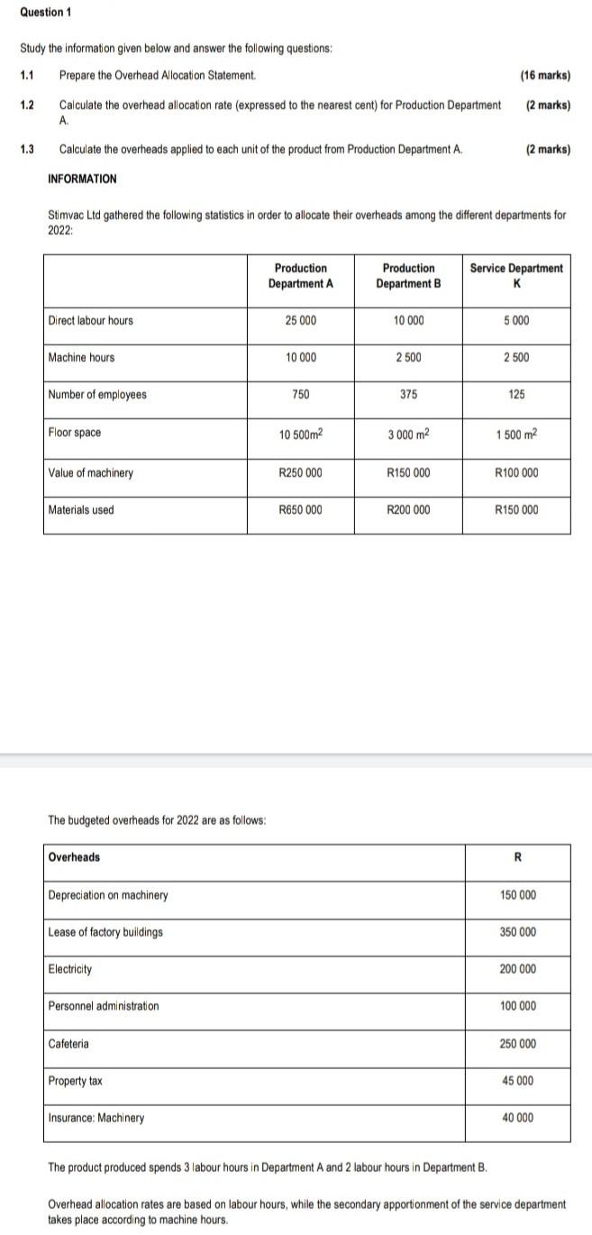 Question 1 Study the information given below and answer the following questions: