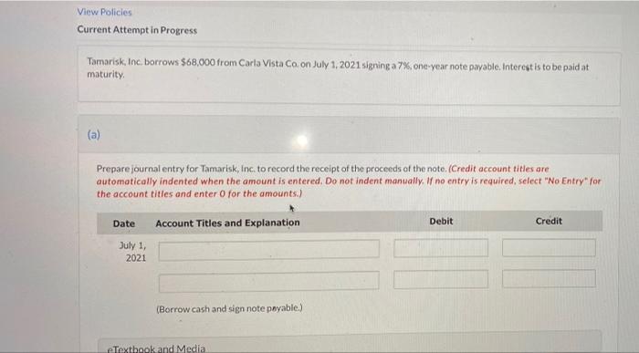 View Policies Current Attempt in Progress Tamarisk, Inc. borrows $68,000 from Carla