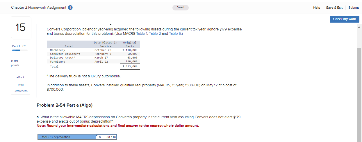 Chapter 2 Homework Assignment i Saved 15 Convers Corporation (calendar year-end) acquired