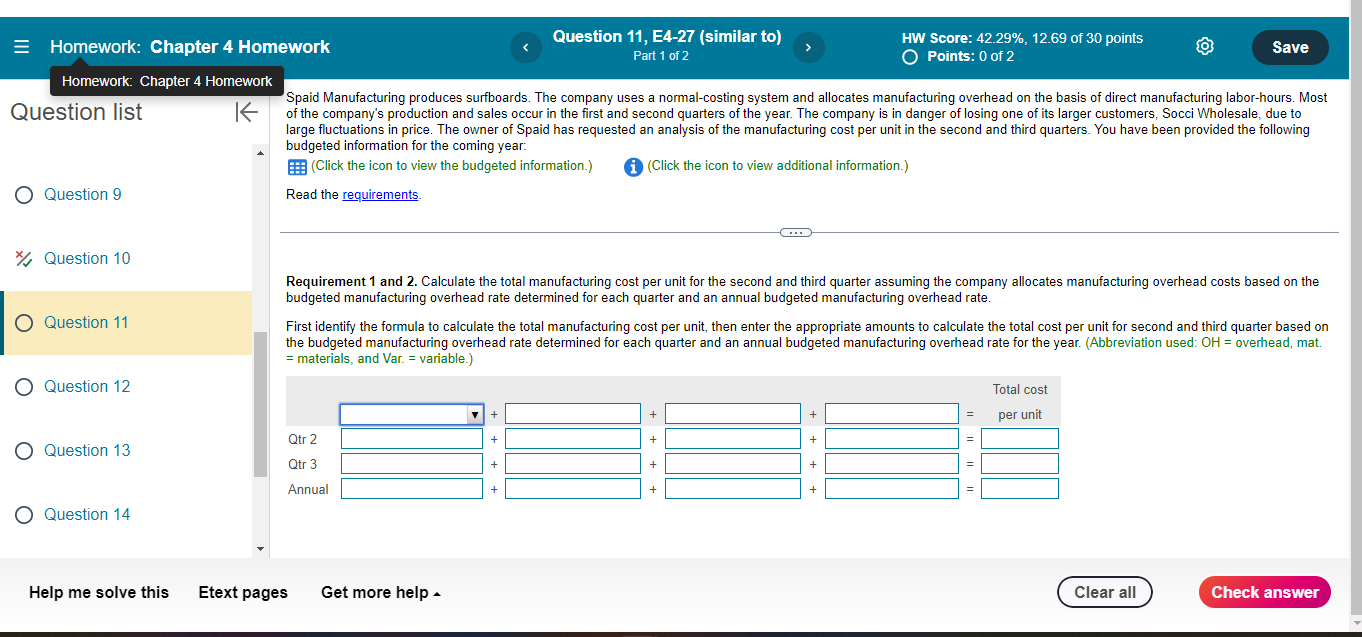 cor Direct labor per unit large fluct budgeted Direct mat. per unit