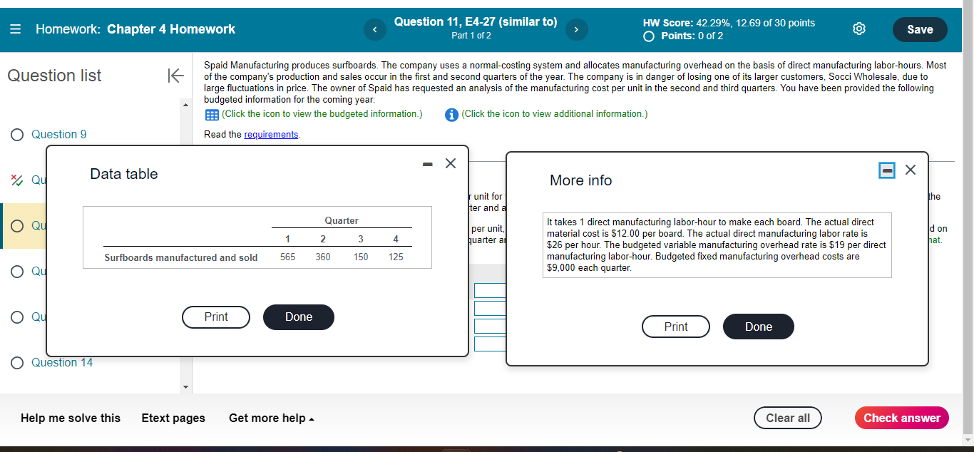 (Click Question 11, E4-27 (similar to) Part 1 of 2 HW Score: