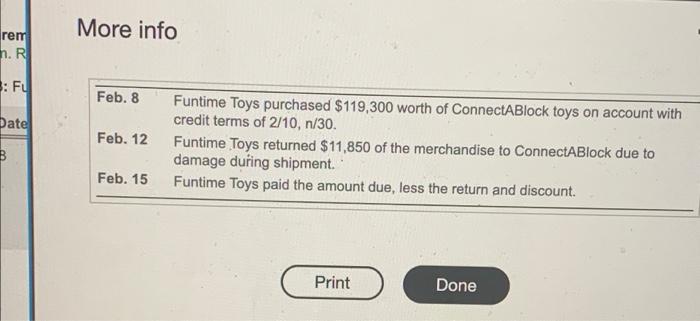 for Funtime Toys: (Click the icon to view the transactions.) Requirements Question