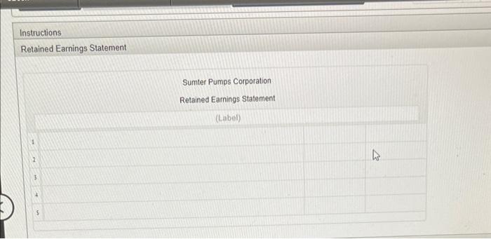 Sumter Pumps Corporation, a manufacturer of industrial pumps, reports the following results