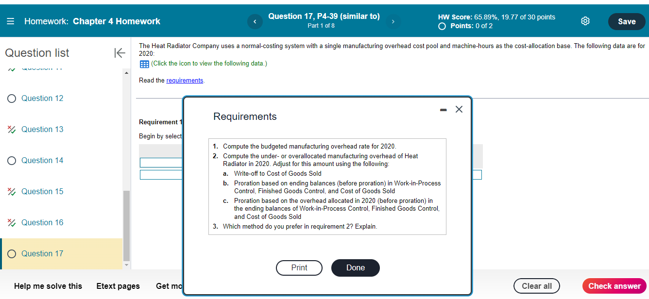 (similar to) Part 1 of 8 HW Score: 65.89%, 19.77 of 30