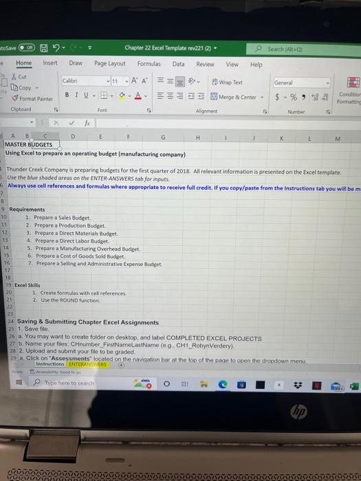 toSave Off a Chapter 22 Excel Template rev221 (2) O Search (Alt-Q