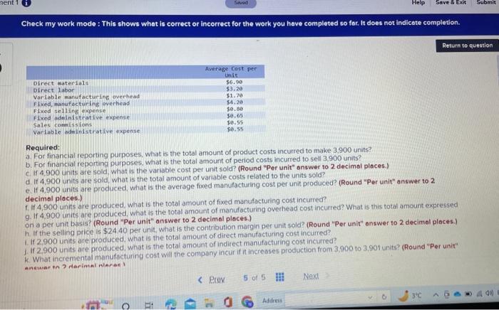 Help Save & Exit Submit Return to question Savid Check my work