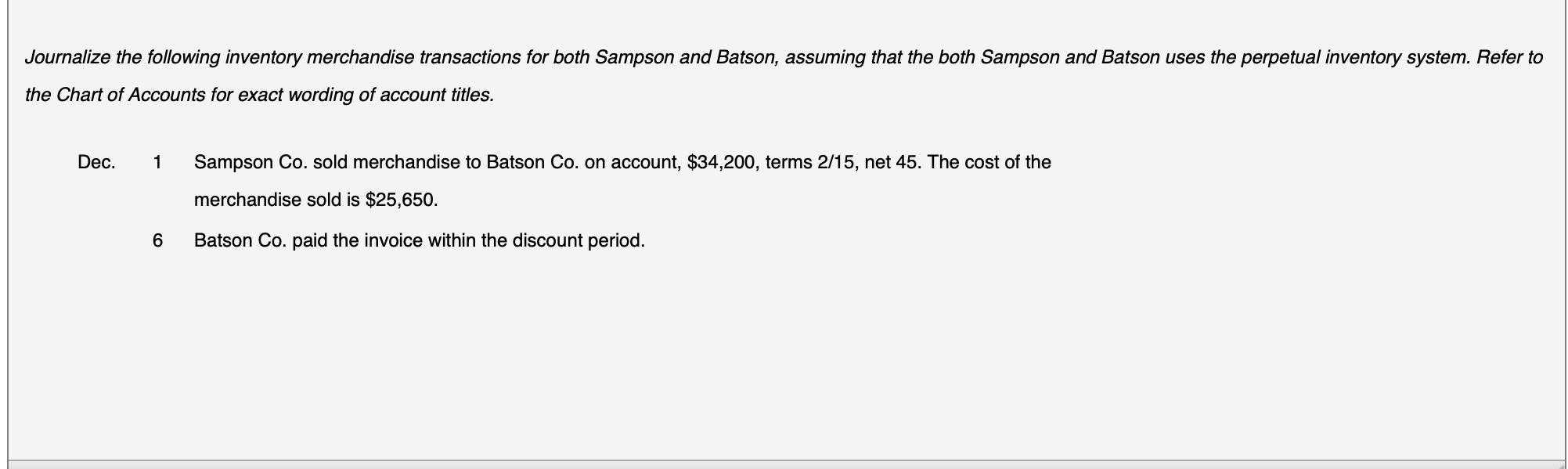 Cost of Merchandise Sold 4 Merchandise Inventory 5 Dec. 31 Cash 6
