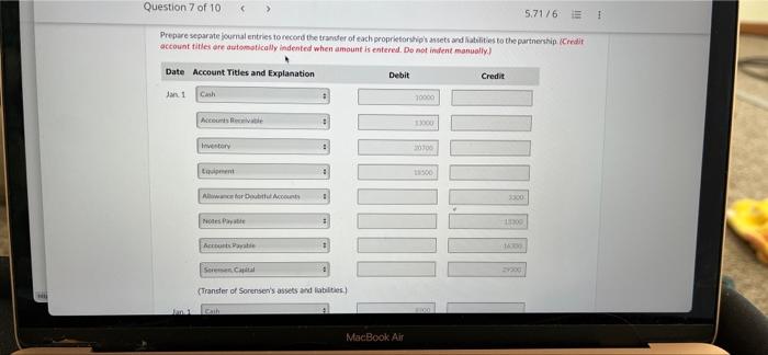 Cash $10,000 $8,900 Accounts receivable 13,000 19.000 Allowance for doubtful accounts $2,200