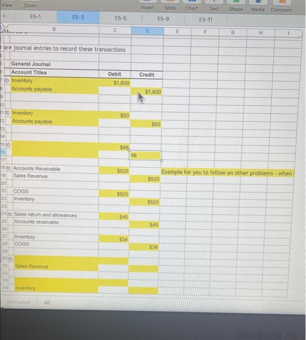 View Zoom Insert Table Chart Text Shape Media Comment + E5-1 E5-3