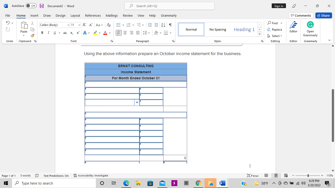 References Mailings Search (Alt+Q) Review View Help Grammarly 3 Calibri (Body) v