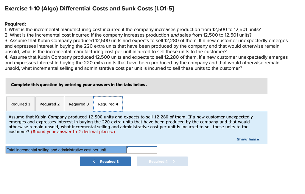 administrative expense $ 0.70 Exercise 1-9 (Algo) Fixed, Variable, and Mixed Costs