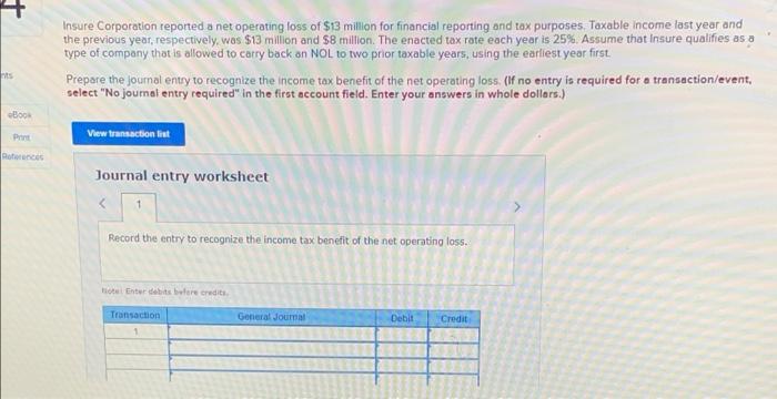 # Print References Insure Corporation reported a net operating loss of $13