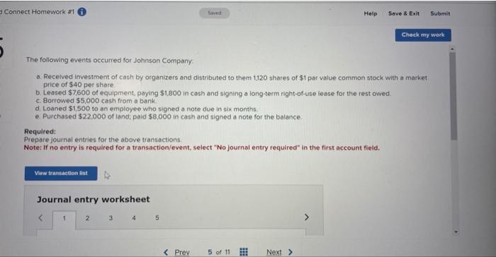 Connect Homework #1 Saved Help Save & Exit Submit Check my work