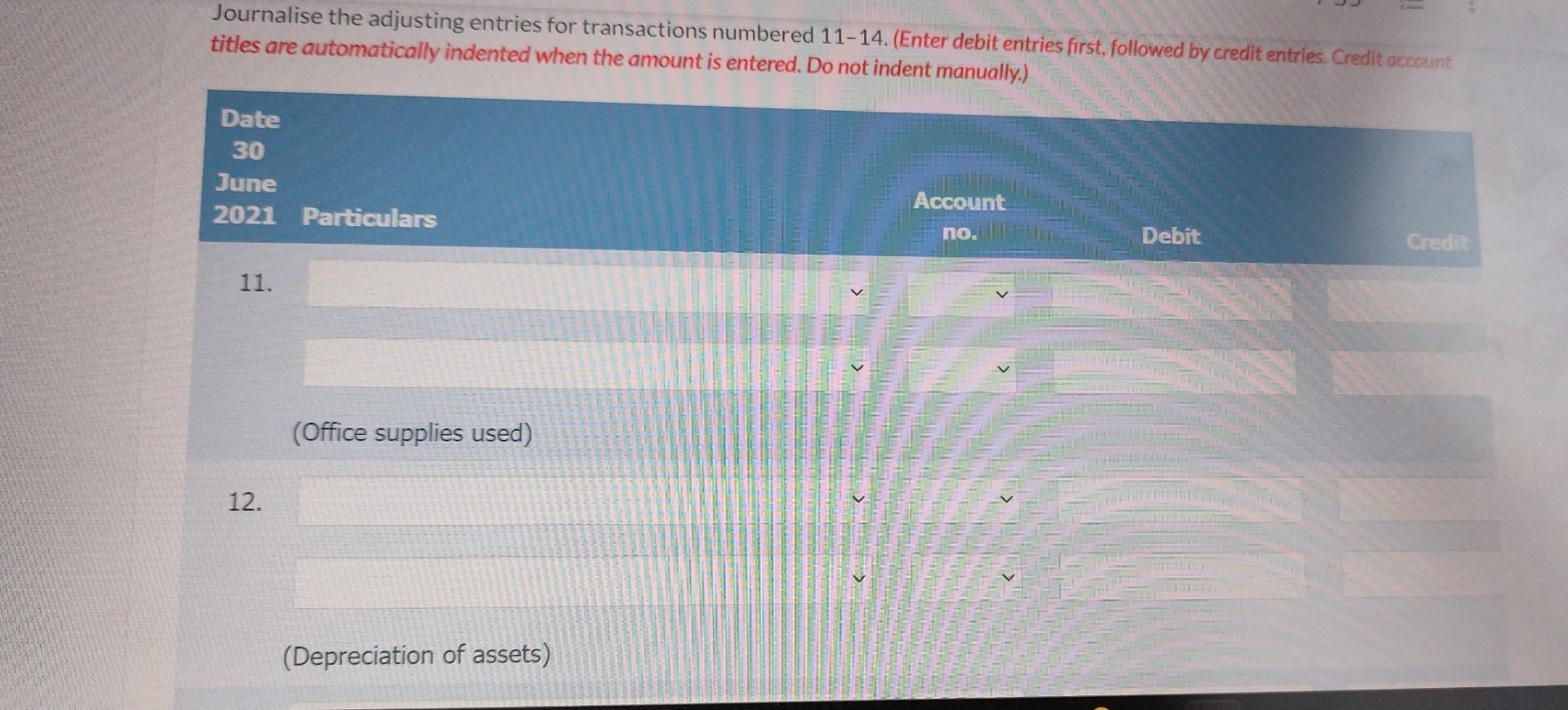 12. Depreciation on the furniture and equipment is $3,860. 13. Salaries earned