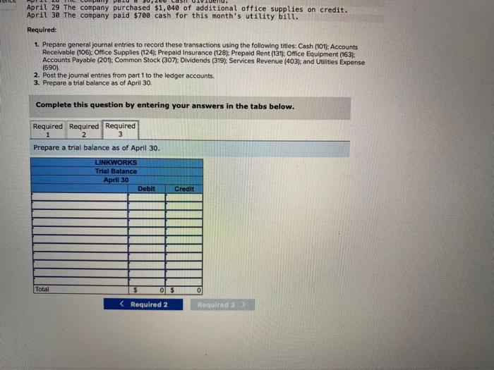 part 1 to the ledger accounts. 101: Cash Date Debit Credit Balance