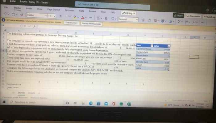 Excel Project-Bailey (1) - Saved P Search (At 8 File Home Insert