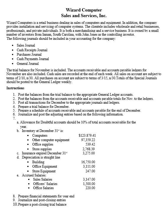 Wizard Computer Sales and Services, Inc. Wizard Computers is a retail business
