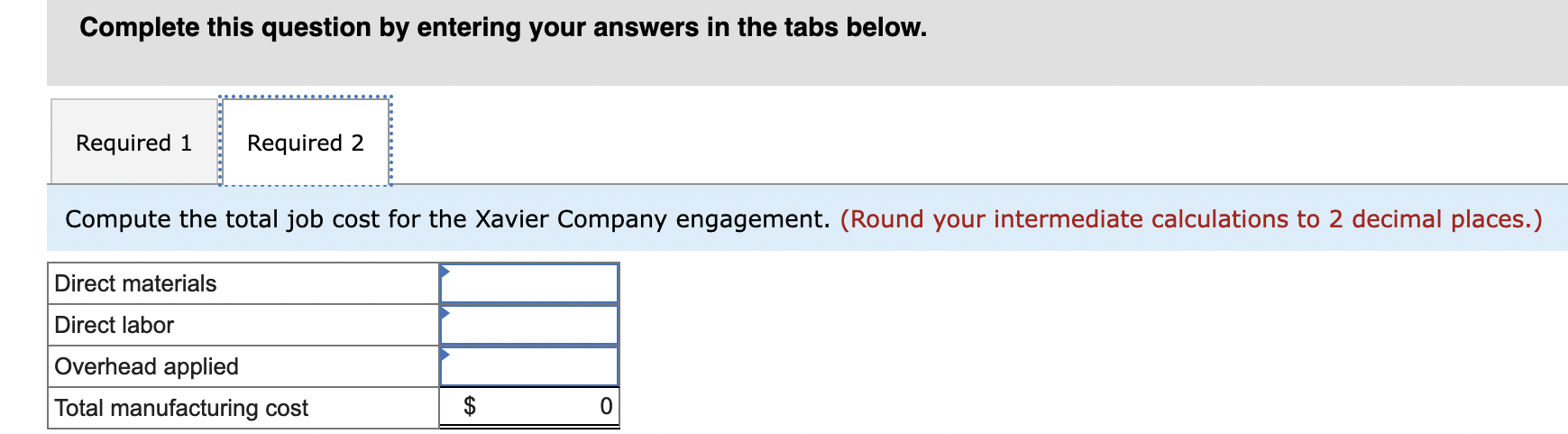 firm that uses a job-order costing system. Its direct materials consist of