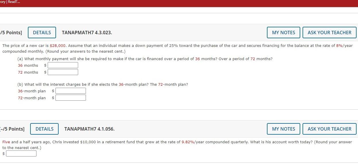 eory | ReadT... /5 Points] DETAILS TANAPMATH7 4.3.023. MY NOTES ASK YOUR